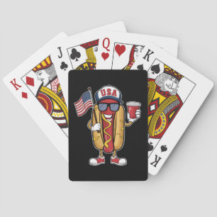 4th of July Hotdog Funny Patriotic USA Flag Playing Cards