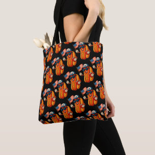 4th of July Hotdog Funny Patriotic USA Flag Tote Bag