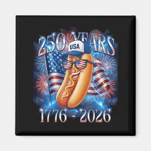 4th of July Hotdog Graphic 250th Anniversary USA Magnet