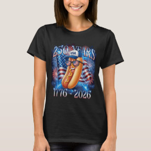 4th of July Hotdog Graphic 250th Anniversary USA T-Shirt