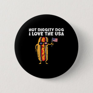 4th Of July Hotdog Hot Diggity Dog Patriotic Women 6 Cm Round Badge