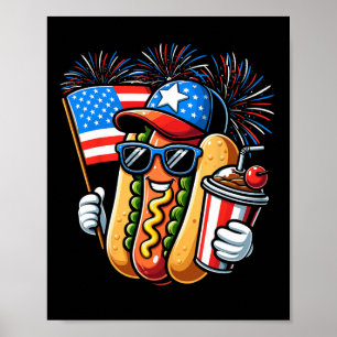 4th Of July Hotdog Independence Day Patriotic Four Poster