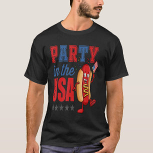 4th Of July Hotdog Party In The Usa Flags Clothin T-Shirt