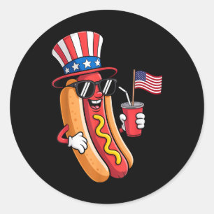 4th Of July Hotdog Party - Patriotic Usa Fun Classic Round Sticker