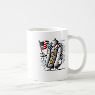 4th Of July Hotdog Patriotic Usa Flag Retro Boys M Coffee Mug