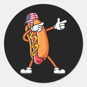 4th Of July Hotdog Sungles America Flag Independen Classic Round Sticker