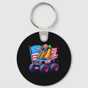 4th Of July Hotdog Sungles Monster Truck American Key Ring