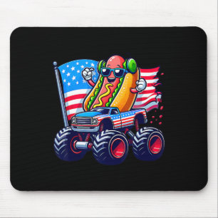4th Of July Hotdog Sungles Monster Truck American  Mouse Mat