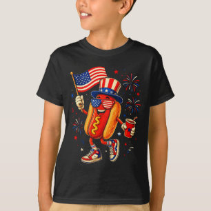 4th of july hotdog usa flag hot dog patriotic men T-Shirt