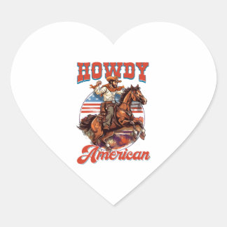 4th of july Howdy american Heart Sticker