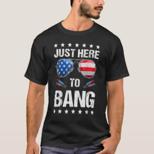 4th Of July I m Just Here To Bang USA Flag Sunglas T-Shirt