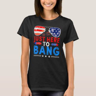 4th Of July I m Just Here To Bang USA Flag Sunglas T-Shirt