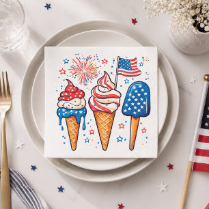 4th of July Ice Cream Party Napkin
