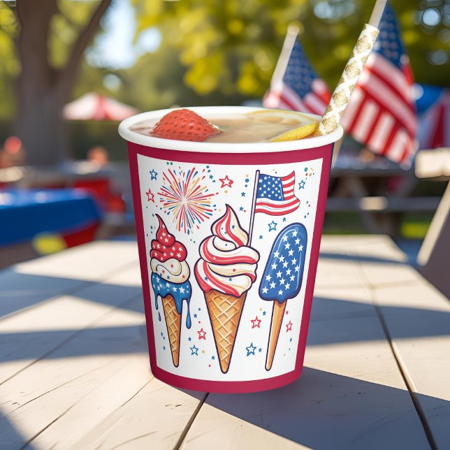 4th of July Ice Cream Party Paper Cups (Creator Uploaded)