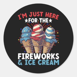 4th Of July Ice Cream Patriotic Ice Cream Classic Round Sticker
