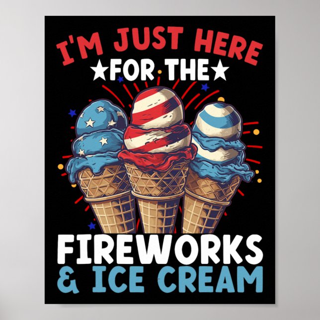 4th Of July Ice Cream Patriotic Ice Cream  Poster (Front)