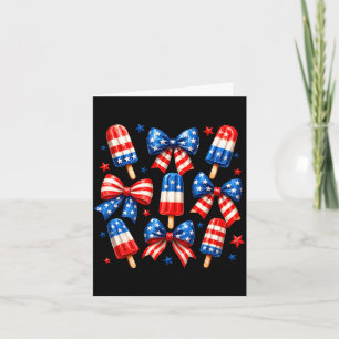 4th of july ice cream popsicles coquette bow usa card