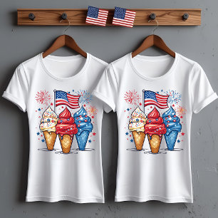4th of July Ice Cream USA Flag Women's T-Shirt