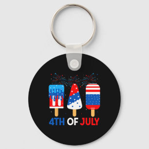 4th Of July Ice Creams Funny Patriotic American Fl Key Ring