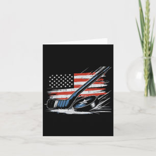 4th Of July Ice Hockey Stick Puck Us Flag Men Boys Card