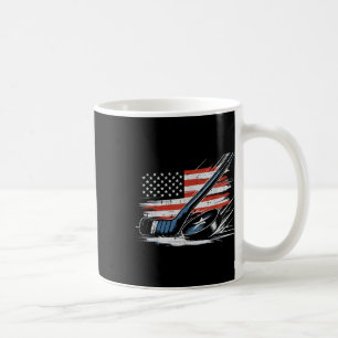 4th Of July Ice Hockey Stick Puck Us Flag Men Boys Coffee Mug