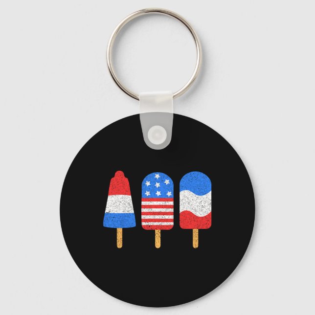 4th Of July Ice Pops Red White Blue American Flag  Key Ring (Front)
