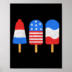 4th Of July Ice Pops Red White Blue American Flag Poster