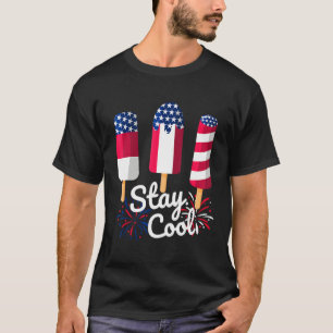 4th Of July Ice Pops Red White Blue American Flag  T-Shirt