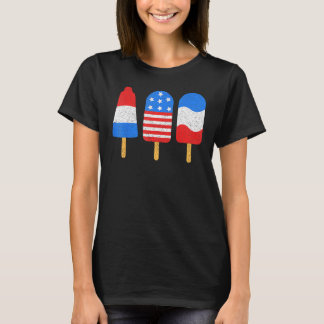 4th Of July Ice Pops Red White Blue American Flag T-Shirt