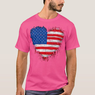 4th Of July Illustration My Heart Is America T-Shirt