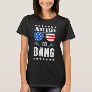 4th Of July I'm Just Here To Bang Usa Flag Sunglas T-Shirt