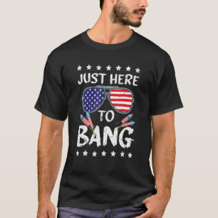 4th Of July Im Just Here To Bang Usa Flag Sunglass T-Shirt