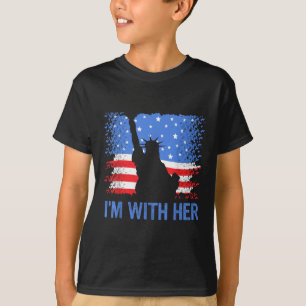 4th Of July Im With Her Usa American Flag  T-Shirt