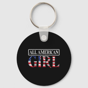 4th of July Independence Day All American Girl Key Ring
