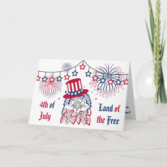 4th of July Independence Day American Eagle Card (Front)