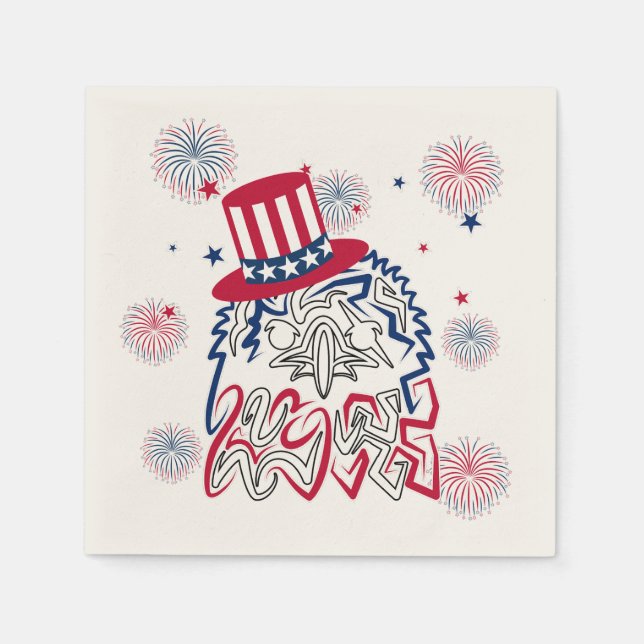4th of July Independence Day American Eagle Napkin (Front)