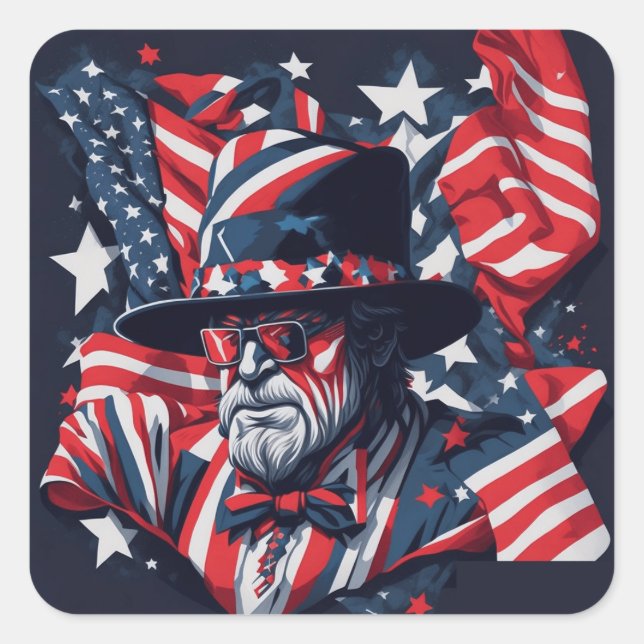 4th Of July Independence Day American flag Square Sticker (Front)