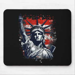 4th Of July Independence Day American Statue Of Li Mouse Mat