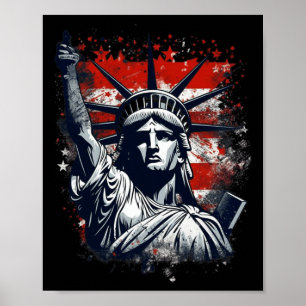 4th Of July Independence Day American Statue Of Li Poster