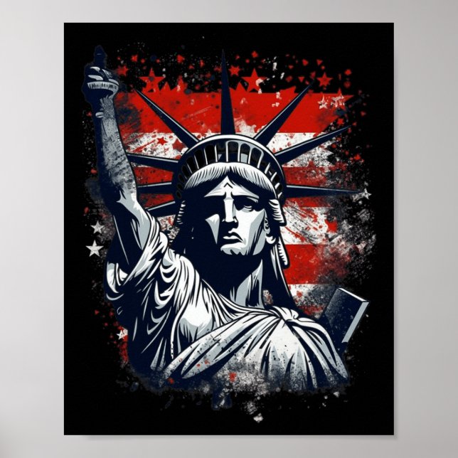 4th Of July Independence Day American Statue Of Li Poster (Front)