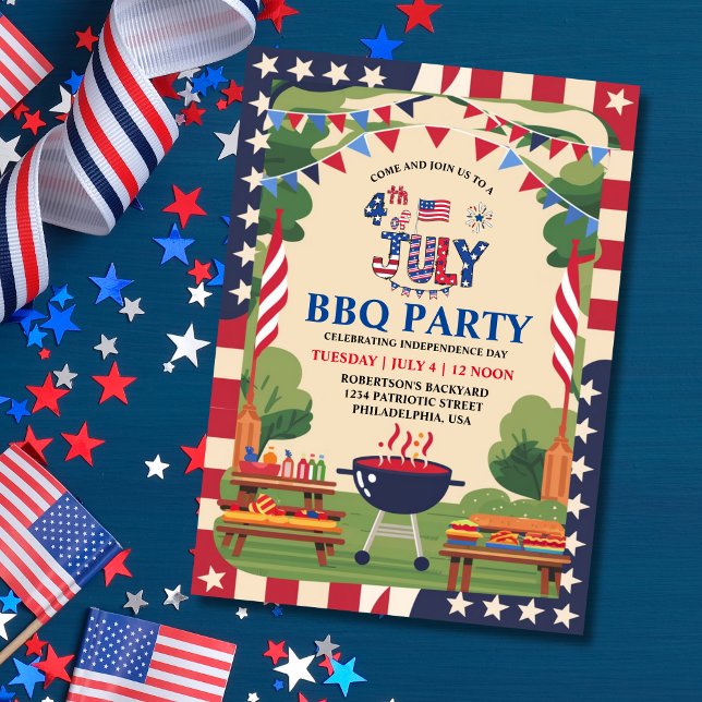 4th of July Independence Day BBQ Party  Invitation (4th of July Independence Day BBQ Party Invitation)