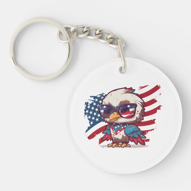 4th of july independence day bird american eagles  key ring (Front)