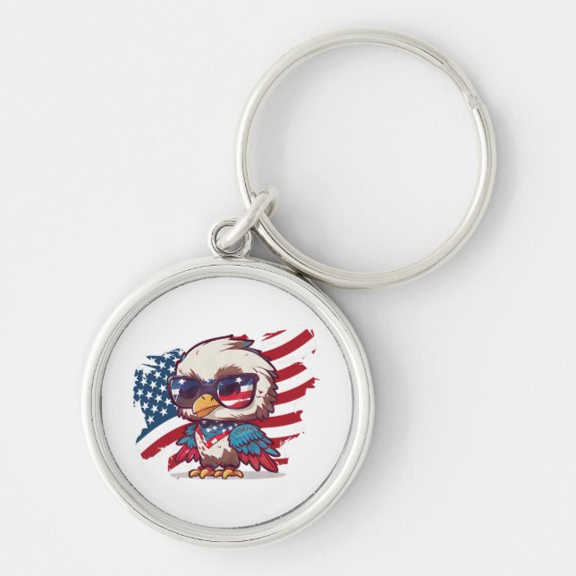 4th of july independence day bird american eagles  key ring (Front)
