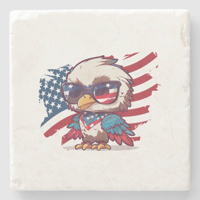 4th of july independence day bird american eagles  stone coaster (Front)