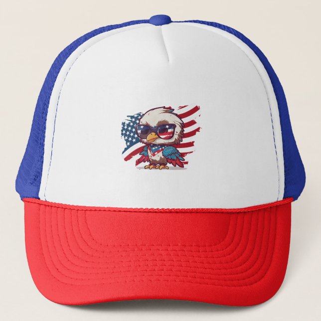 4th of july independence day bird american eagles  trucker hat (Front)