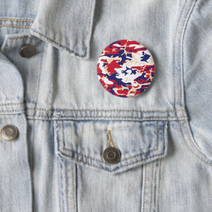4th of July, Independence day, Camouflage Beige 6 Cm Round Badge