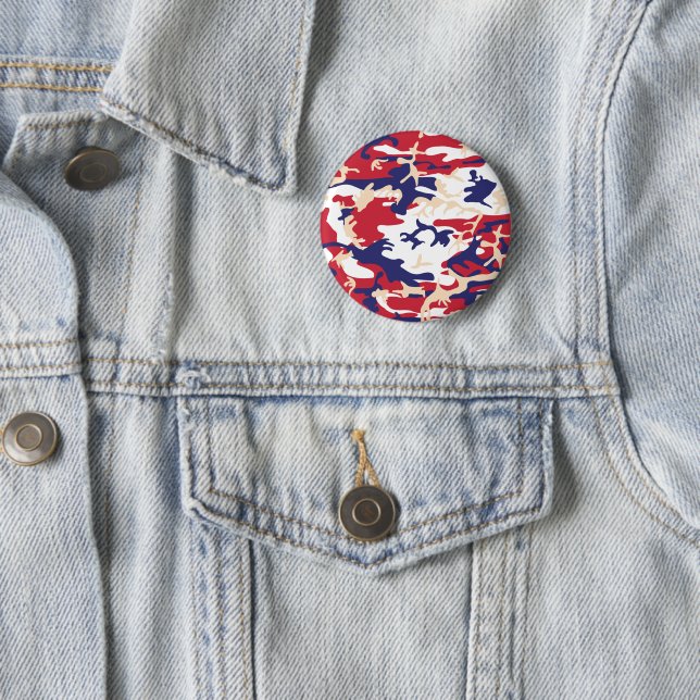4th of July, Independence day, Camouflage Beige 6 Cm Round Badge (In Situ)