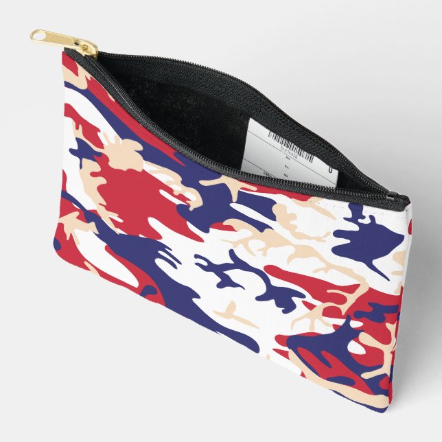 4th of July, Independence day, Camouflage Beige Accessory Pouch (Open)