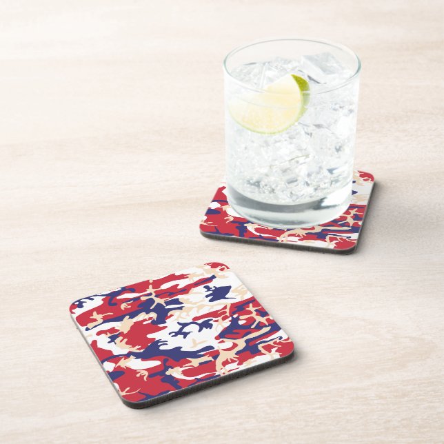 4th of July, Independence day, Camouflage Beige Coaster (Right Side)