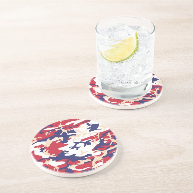 4th of July, Independence day, Camouflage Beige Coaster (Side)
